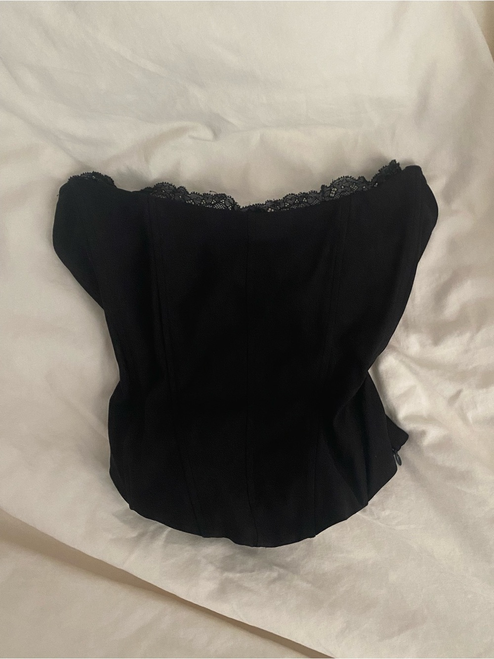 Garage Black Lace-Trim Strapless Corset Top